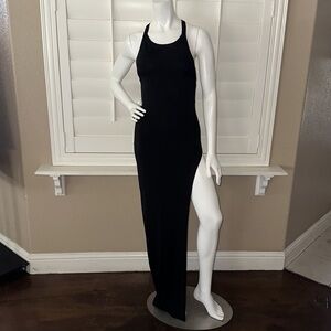 Mistress Rocks Dancer Black Thigh Slit Maxi Dress